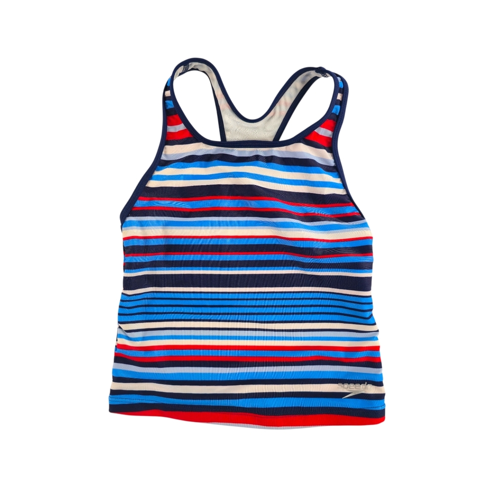 Speedo, Striped Tankini Top Racerback Athletic Swim, Youth Size 7